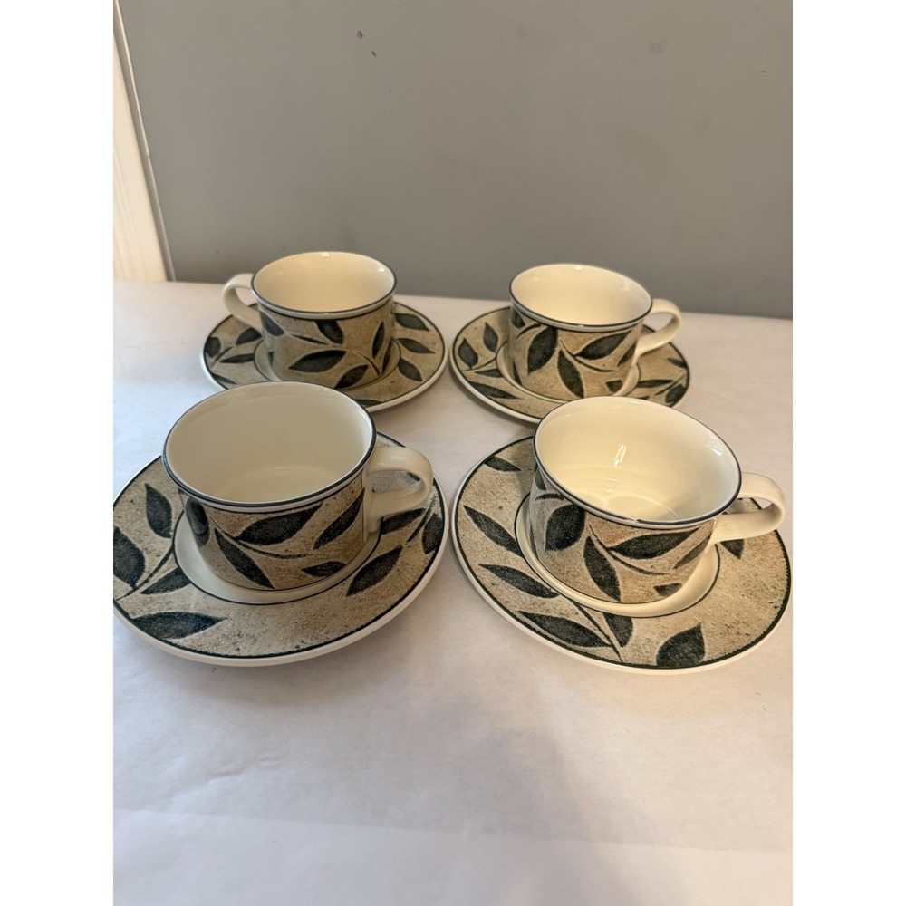 Mikasa Intaglio CAA06 Nature's Songs Coffe/Tea Cups & Soucers Set Of 4 EUC